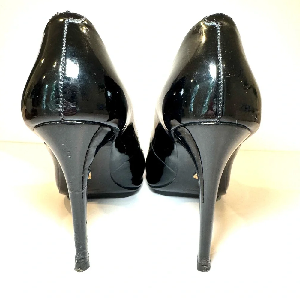 Pour La Victoire Black Patent Leather Stiletto Pump, Size 9